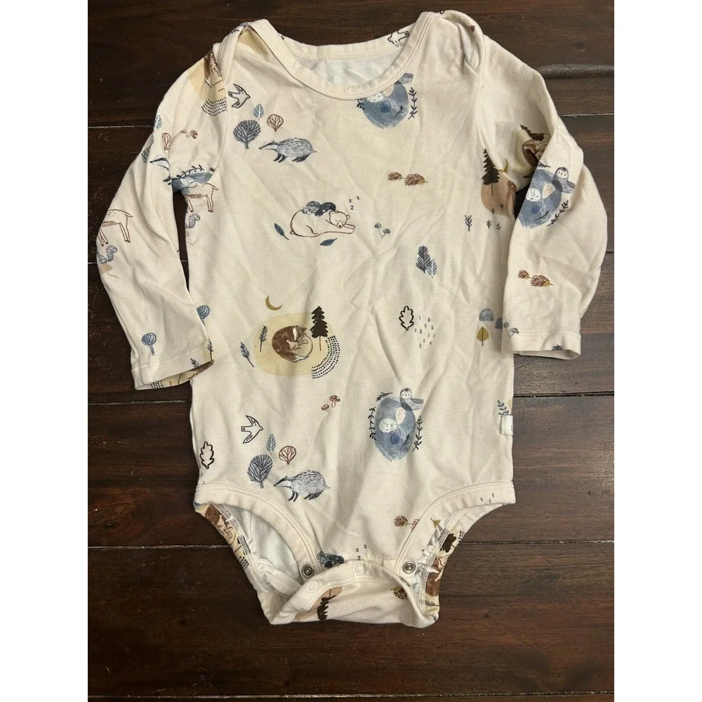 Loulou Lollipop Infant Bodysuit 12-18 Months Bears Fox Organic Cotton Baby